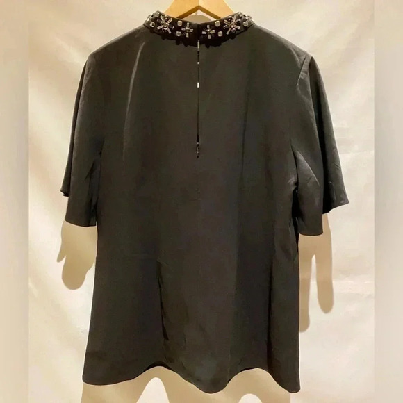Ann Taylor Black Jewel Neck Blouse, 12, NWT - Picture 2 of 9